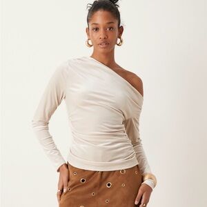 Abercrombie & Fitch Cream One-Shoulder Blouse